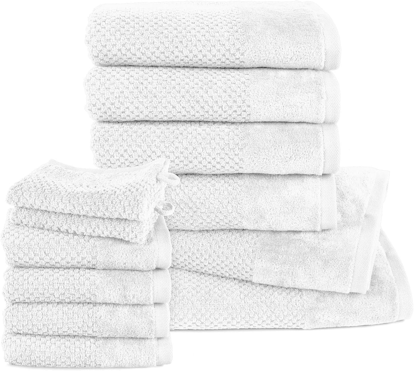 Handtücher Set aus 100% Baumwolle, saugstark und weich - 2X Badetuch (70x140 cm) 4X Handtuch (50x100cm) 4X Gästetuch (30x50 cm) 2X Waschlappen (16x21 cm) - 12.TLG