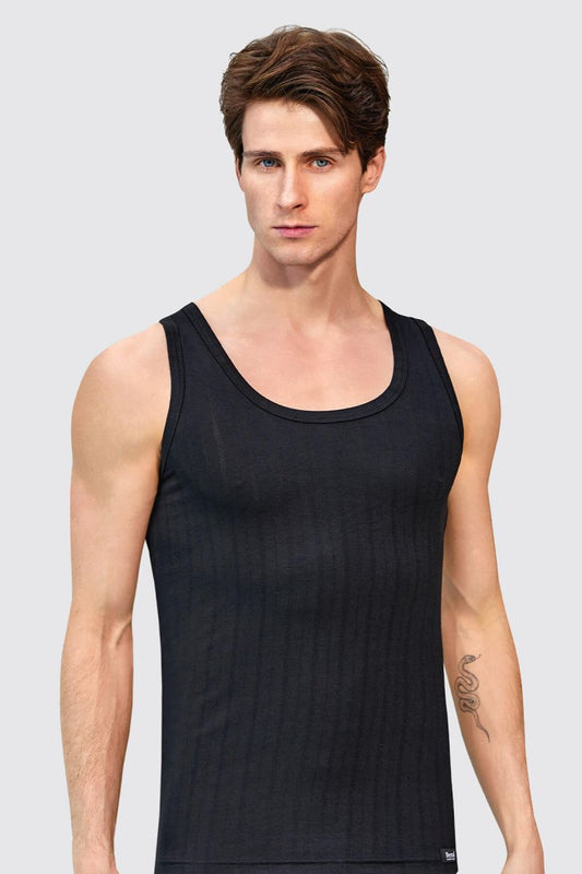Schwarzes Herren-Unterhemd aus 100 % Baumwolle