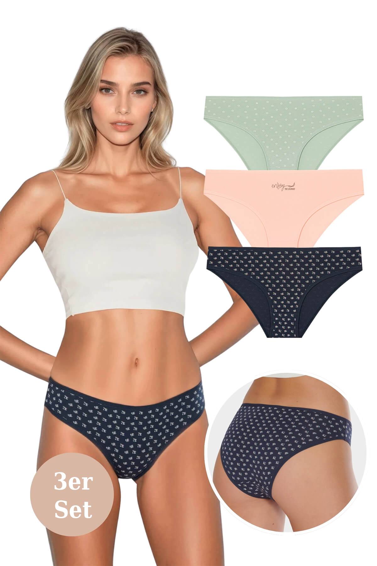 3er-Set Damen-Slips aus Baumwolle – weich, atmungsaktiv, bequem