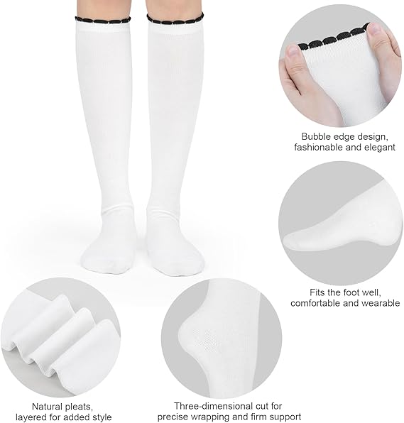 Damen Kniestrümpfe Socken Blasen Öffnung Lange Socken für Mädchen - 4 Paar