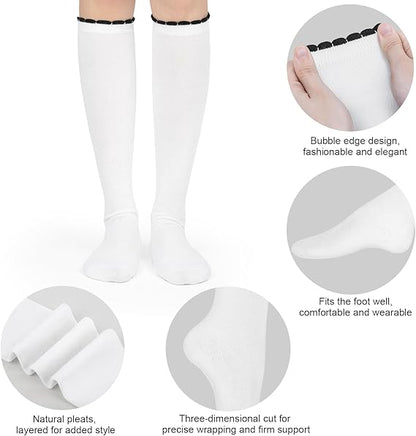 Damen Kniestrümpfe Socken Blasen Öffnung Lange Socken für Mädchen - 4 Paar