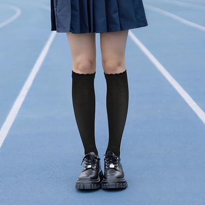 Damen Kniestrümpfe Socken Blasen Öffnung Lange Socken für Mädchen - 4 Paar