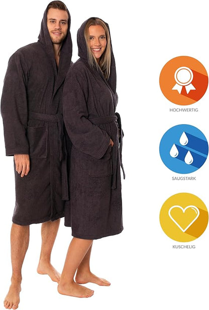 Luxuriöser Bademantel mit Kapuze, 100% Baumwolle, Weich & Saugstark - Ideal für Spa & Zuhause, Unisex Design