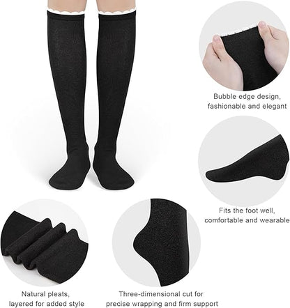 Damen Kniestrümpfe Socken Blasen Öffnung Lange Socken für Mädchen - 4 Paar