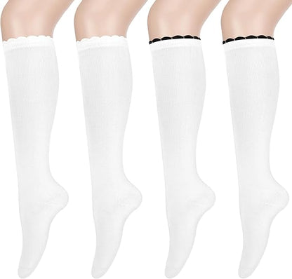 Damen Kniestrümpfe Socken Blasen Öffnung Lange Socken für Mädchen - 4 Paar