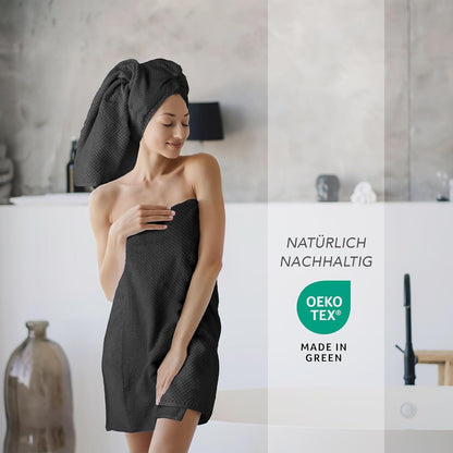 Handtücher Set aus 100% Baumwolle, saugstark und weich - 2X Badetuch (70x140 cm) 4X Handtuch (50x100cm) 4X Gästetuch (30x50 cm) 2X Waschlappen (16x21 cm) - 12.TLG