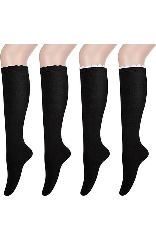 Damen Kniestrümpfe Socken Blasen Öffnung Lange Socken für Mädchen - 4 Paar