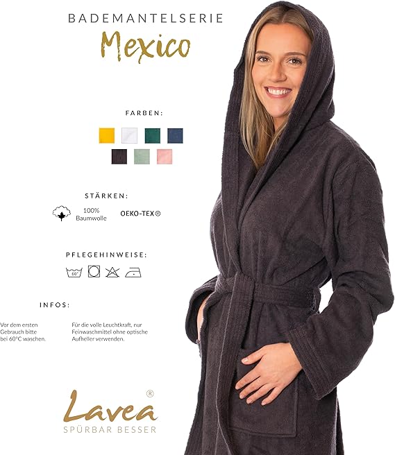 Luxuriöser Bademantel mit Kapuze, 100% Baumwolle, Weich & Saugstark - Ideal für Spa & Zuhause, Unisex Design