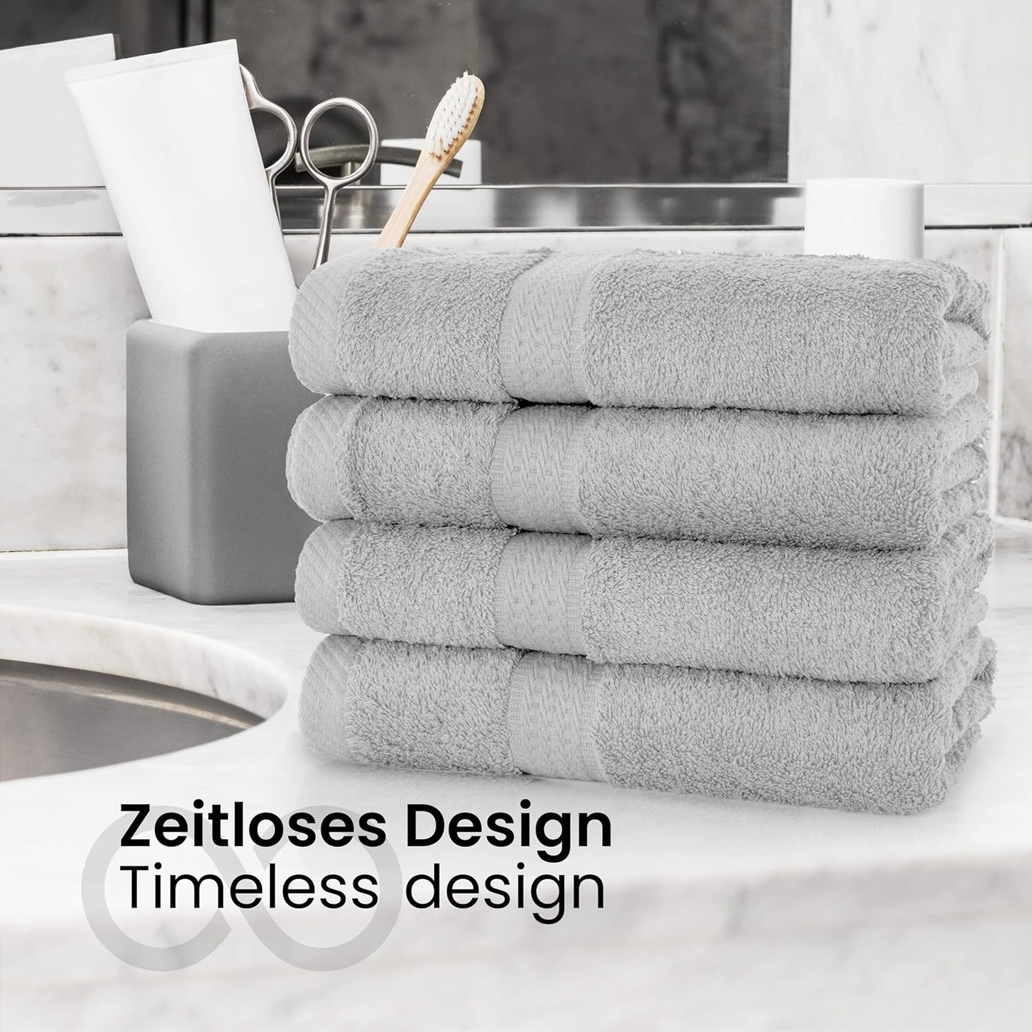 Handtuch Komplett-Set - Frottee-Handtücher mit Aufhängeschlaufe 4X Handtuch, 2X Duschtuch, 2X Gästetuch, 2X Waschhandschuh Öko-Tex Made in Green Zertifiziert - 10er Pack