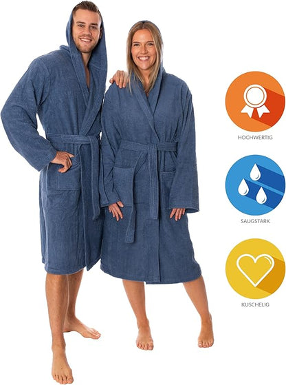 Luxuriöser Bademantel mit Kapuze, 100% Baumwolle, Weich & Saugstark - Ideal für Spa & Zuhause, Unisex Design