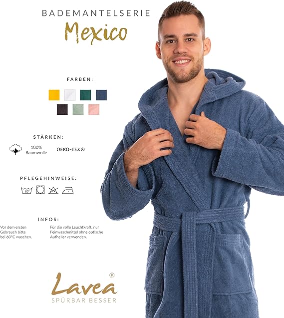 Luxuriöser Bademantel mit Kapuze, 100% Baumwolle, Weich & Saugstark - Ideal für Spa & Zuhause, Unisex Design