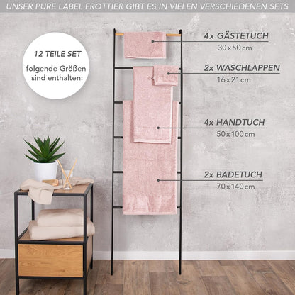 Handtücher Set aus 100% Baumwolle, saugstark und weich - 2X Badetuch (70x140 cm) 4X Handtuch (50x100cm) 4X Gästetuch (30x50 cm) 2X Waschlappen (16x21 cm) - 12.TLG