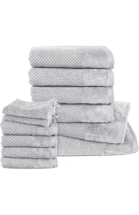 Handtücher Set aus 100% Baumwolle, saugstark und weich - 2X Badetuch (70x140 cm) 4X Handtuch (50x100cm) 4X Gästetuch (30x50 cm) 2X Waschlappen (16x21 cm) - 12.TLG