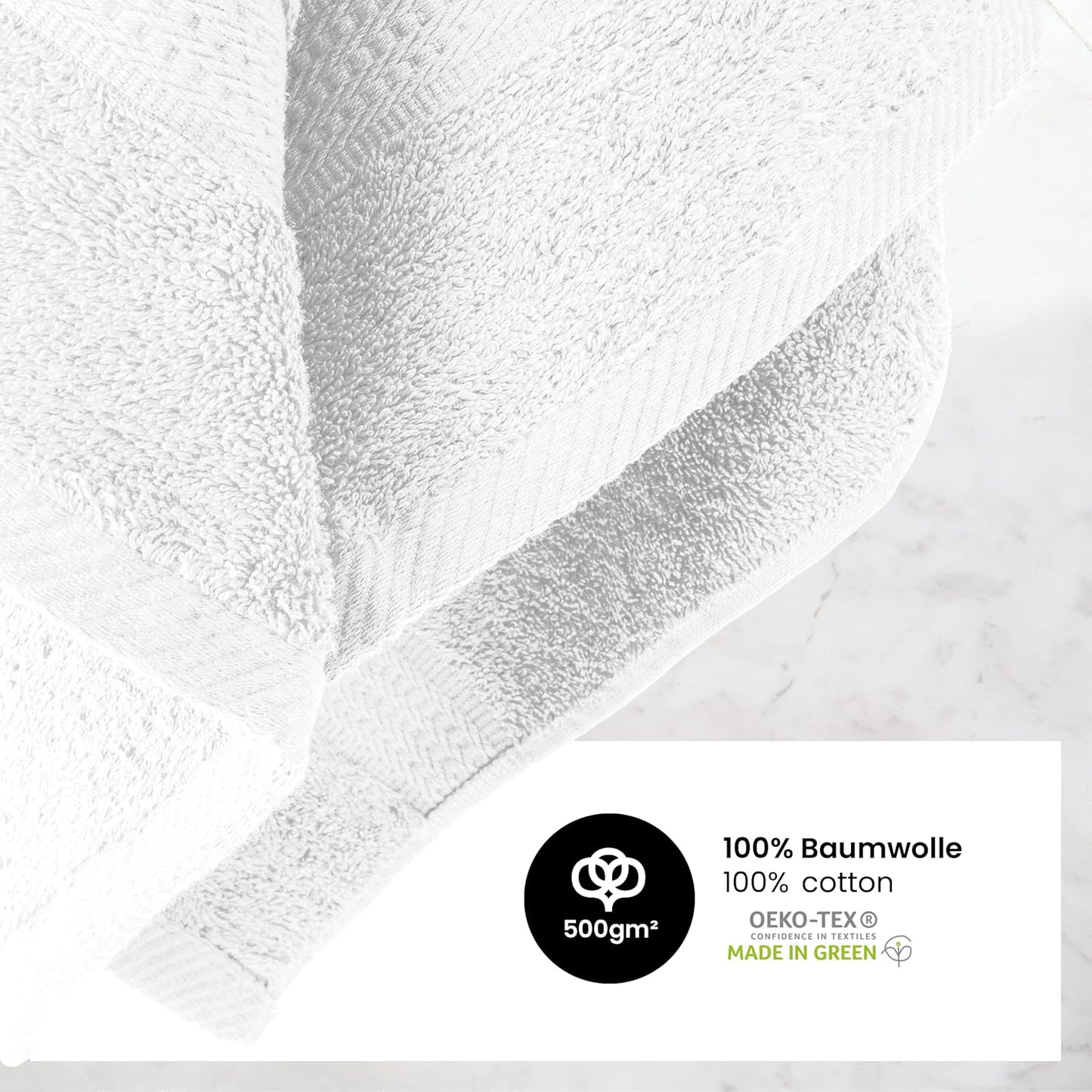 Handtuch Komplett-Set - Frottee-Handtücher mit Aufhängeschlaufe 4X Handtuch, 2X Duschtuch, 2X Gästetuch, 2X Waschhandschuh Öko-Tex Made in Green Zertifiziert - 10er Pack