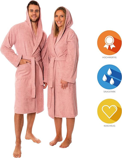 Luxuriöser Bademantel mit Kapuze, 100% Baumwolle, Weich & Saugstark - Ideal für Spa & Zuhause, Unisex Design
