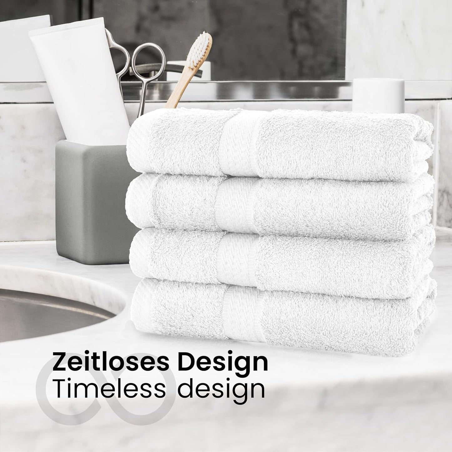 Handtuch Komplett-Set - Frottee-Handtücher mit Aufhängeschlaufe 4X Handtuch, 2X Duschtuch, 2X Gästetuch, 2X Waschhandschuh Öko-Tex Made in Green Zertifiziert - 10er Pack