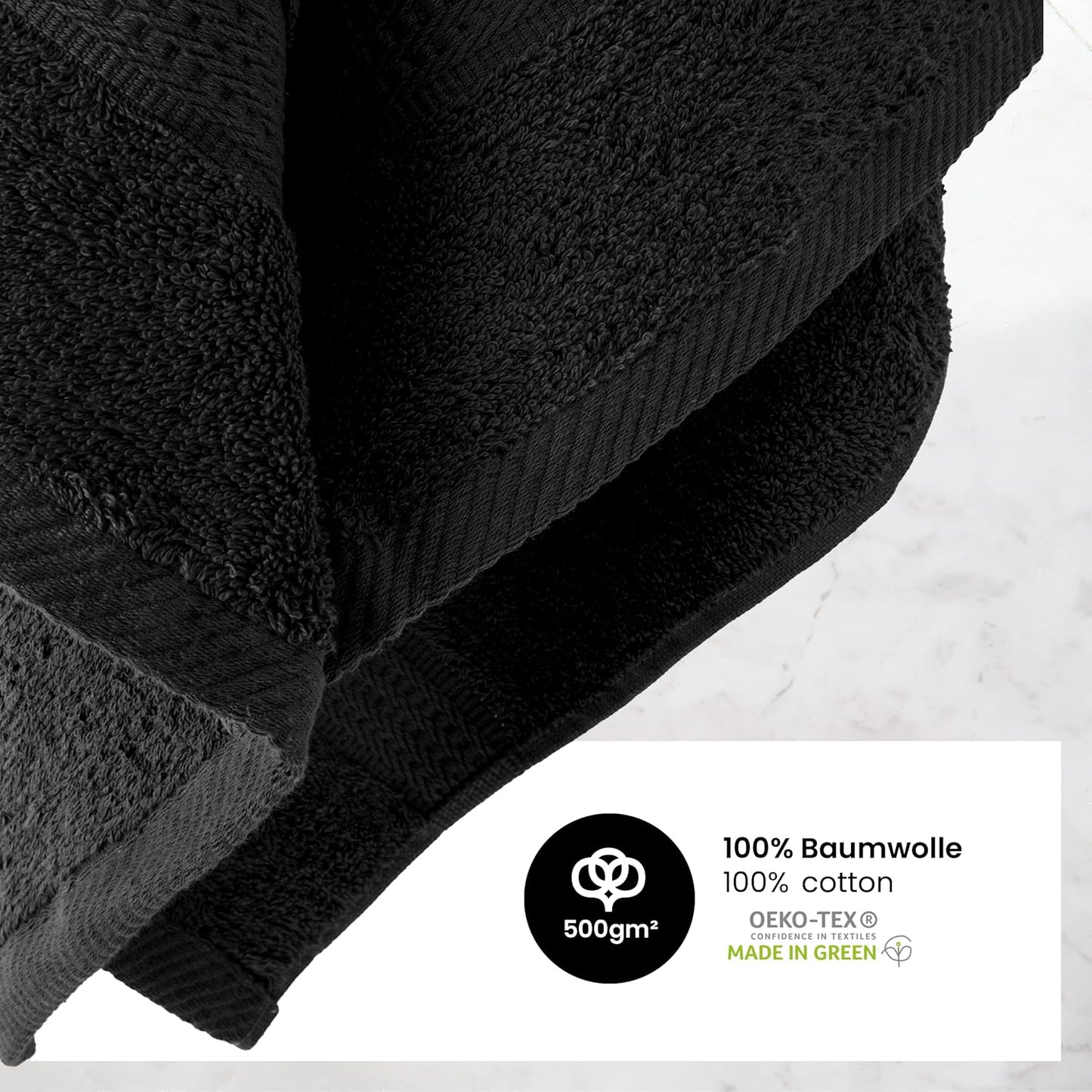 Handtuch Komplett-Set - Frottee-Handtücher mit Aufhängeschlaufe 4X Handtuch, 2X Duschtuch, 2X Gästetuch, 2X Waschhandschuh Öko-Tex Made in Green Zertifiziert - 10er Pack