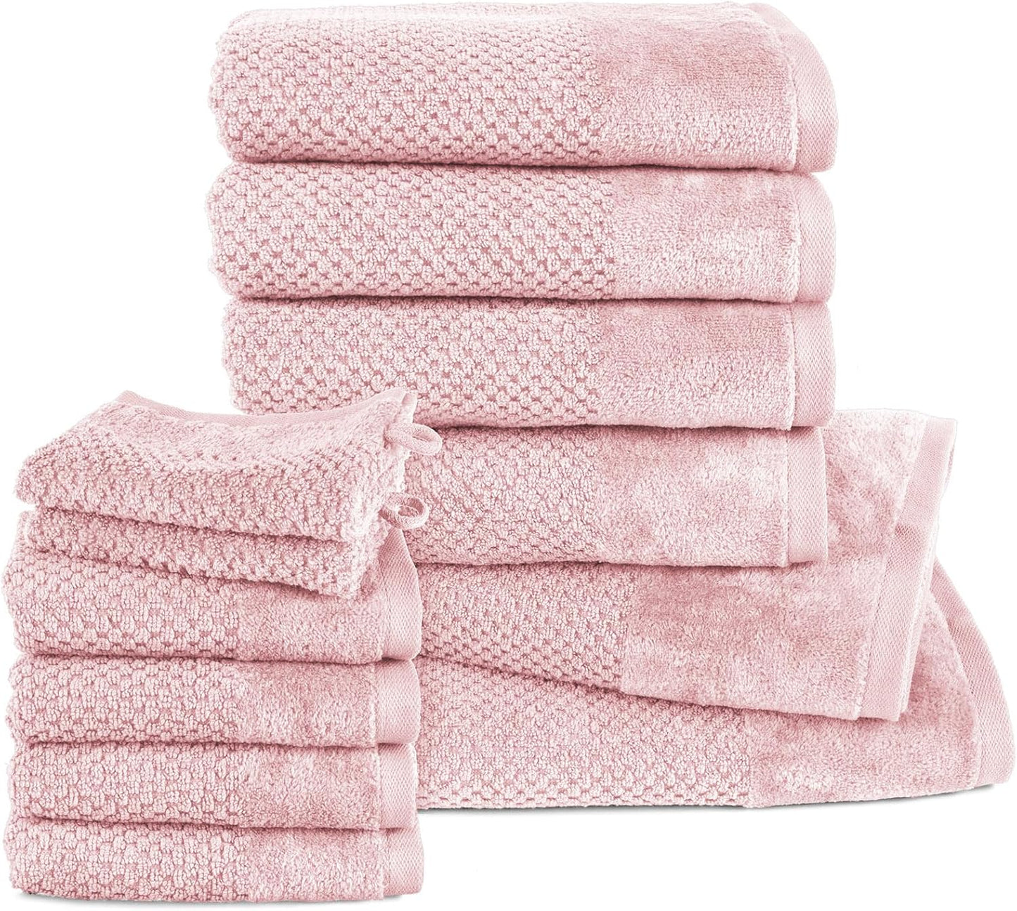 Handtücher Set aus 100% Baumwolle, saugstark und weich - 2X Badetuch (70x140 cm) 4X Handtuch (50x100cm) 4X Gästetuch (30x50 cm) 2X Waschlappen (16x21 cm) - 12.TLG