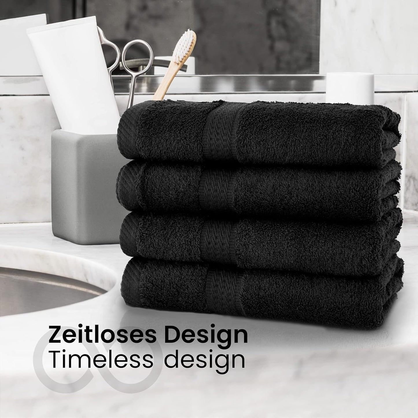 Handtuch Komplett-Set - Frottee-Handtücher mit Aufhängeschlaufe 4X Handtuch, 2X Duschtuch, 2X Gästetuch, 2X Waschhandschuh Öko-Tex Made in Green Zertifiziert - 10er Pack