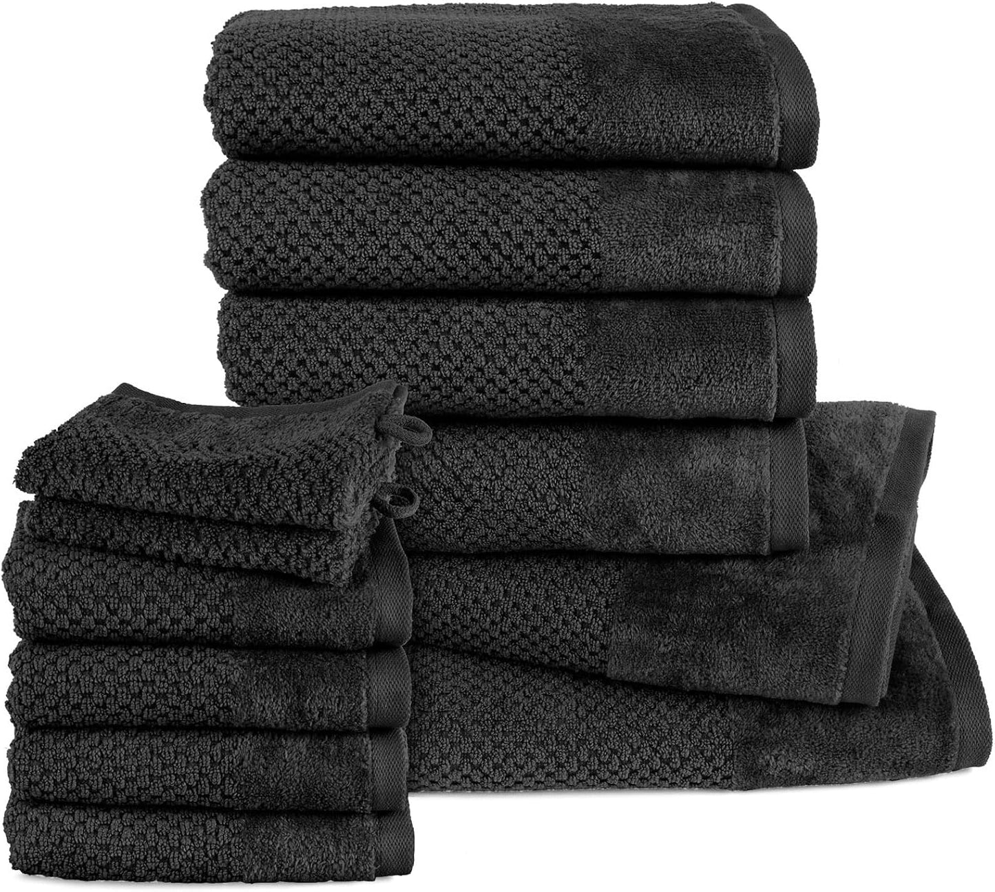 Handtücher Set aus 100% Baumwolle, saugstark und weich - 2X Badetuch (70x140 cm) 4X Handtuch (50x100cm) 4X Gästetuch (30x50 cm) 2X Waschlappen (16x21 cm) - 12.TLG