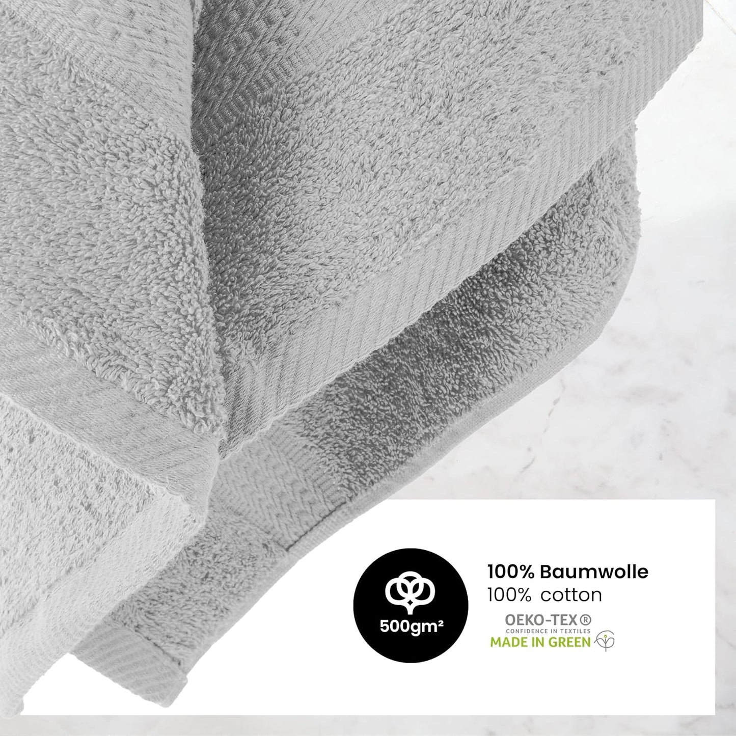 Handtuch Komplett-Set - Frottee-Handtücher mit Aufhängeschlaufe 4X Handtuch, 2X Duschtuch, 2X Gästetuch, 2X Waschhandschuh Öko-Tex Made in Green Zertifiziert - 10er Pack