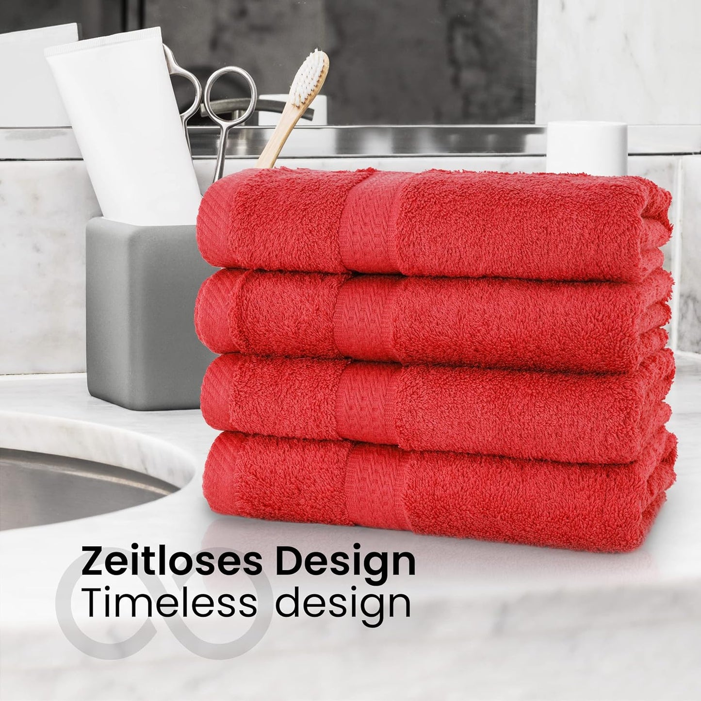 Handtuch Komplett-Set - Frottee-Handtücher mit Aufhängeschlaufe 4X Handtuch, 2X Duschtuch, 2X Gästetuch, 2X Waschhandschuh Öko-Tex Made in Green Zertifiziert - 10er Pack