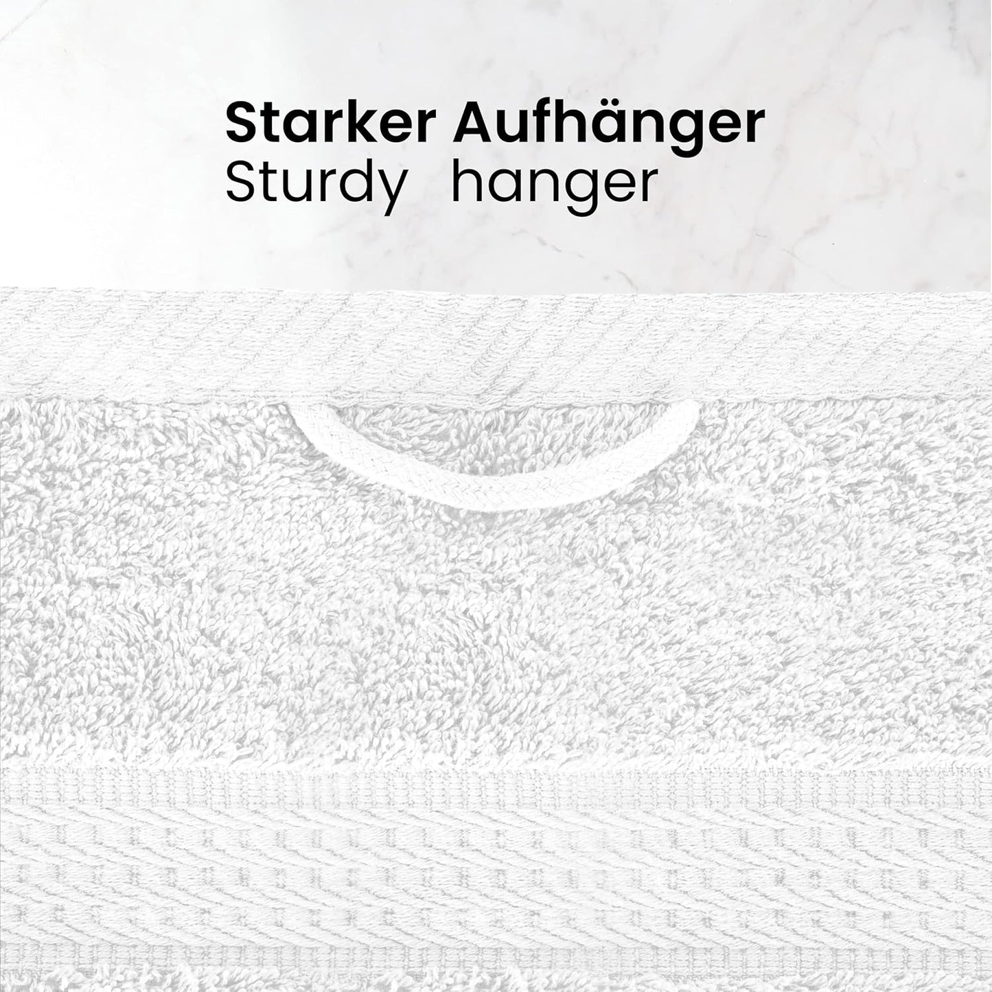 Handtuch Komplett-Set - Frottee-Handtücher mit Aufhängeschlaufe 4X Handtuch, 2X Duschtuch, 2X Gästetuch, 2X Waschhandschuh Öko-Tex Made in Green Zertifiziert - 10er Pack