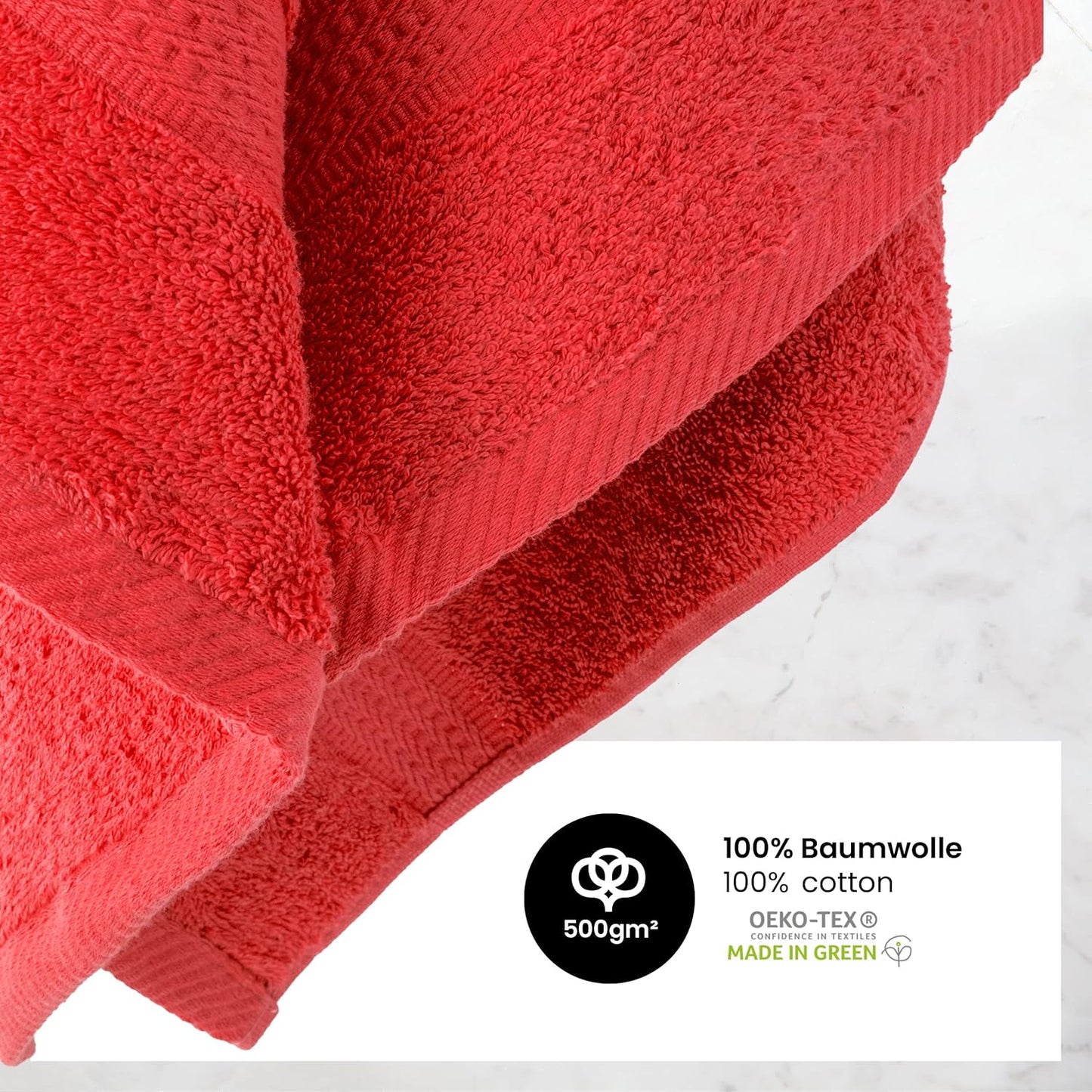 Handtuch Komplett-Set - Frottee-Handtücher mit Aufhängeschlaufe 4X Handtuch, 2X Duschtuch, 2X Gästetuch, 2X Waschhandschuh Öko-Tex Made in Green Zertifiziert - 10er Pack