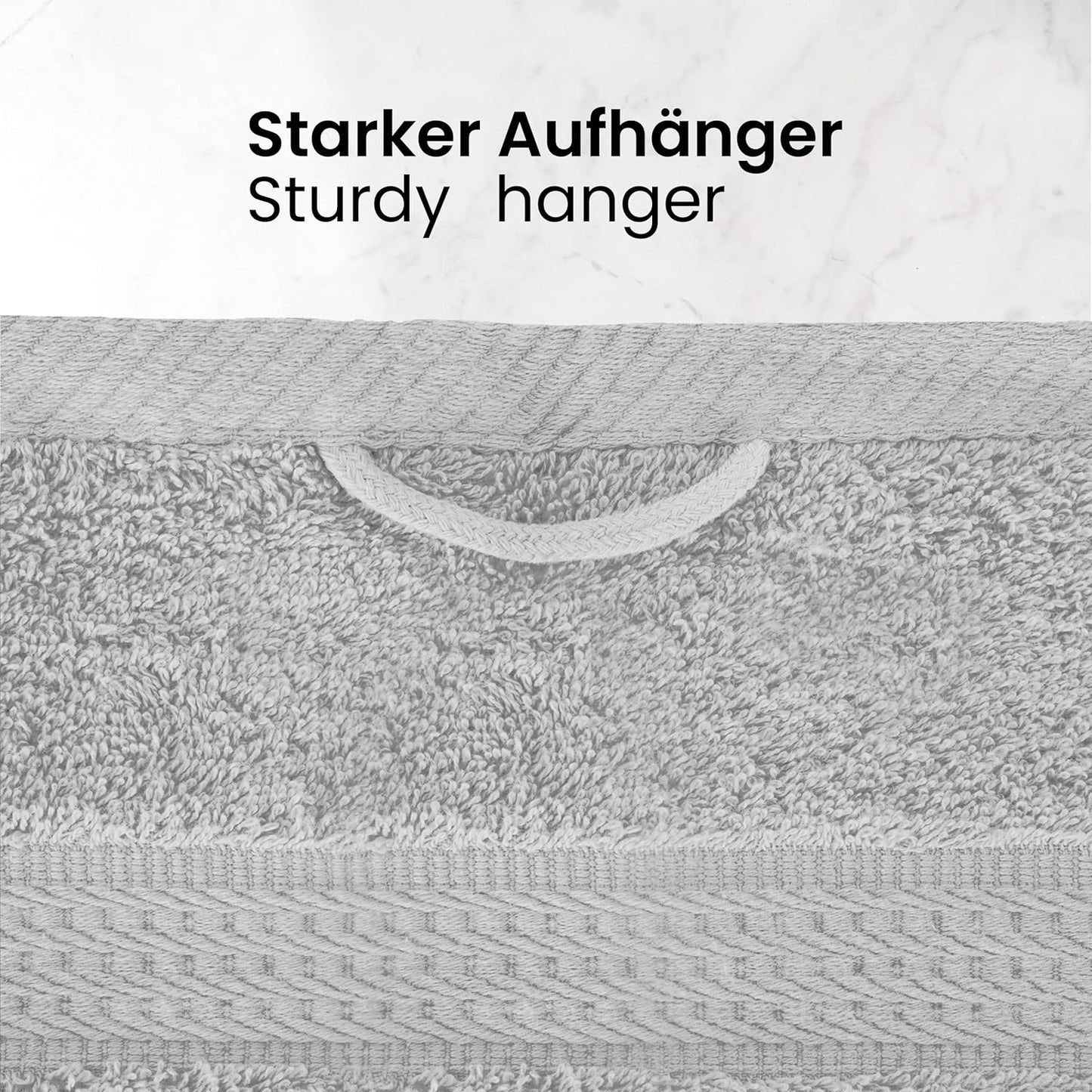 Handtuch Komplett-Set - Frottee-Handtücher mit Aufhängeschlaufe 4X Handtuch, 2X Duschtuch, 2X Gästetuch, 2X Waschhandschuh Öko-Tex Made in Green Zertifiziert - 10er Pack