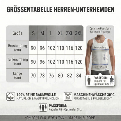 10er Pack Herren Unterhemd Feinripp Tank-Top 100% Baumwolle Premium Qualität Schwarz