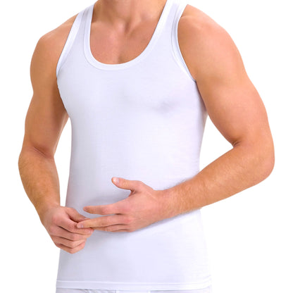 5er Pack Herren Unterhemd Feinripp Tank-Top 100% Baumwolle Premium Qualität Weiß