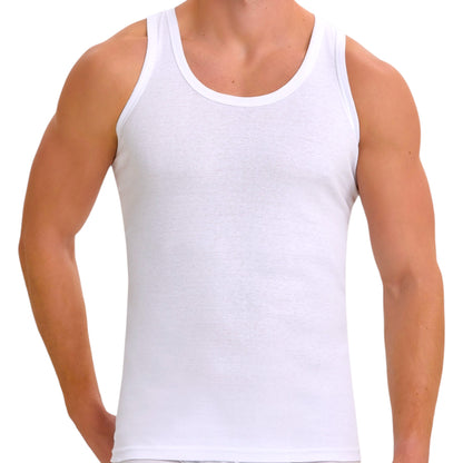 5er Pack Herren Unterhemd Feinripp Tank-Top 100% Baumwolle Premium Qualität Weiß