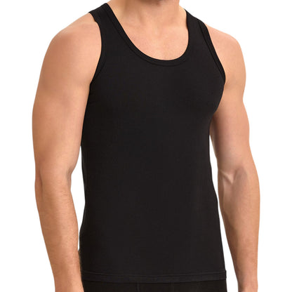 10er Pack Herren Unterhemd Feinripp Tank-Top 100% Baumwolle Premium Qualität Schwarz