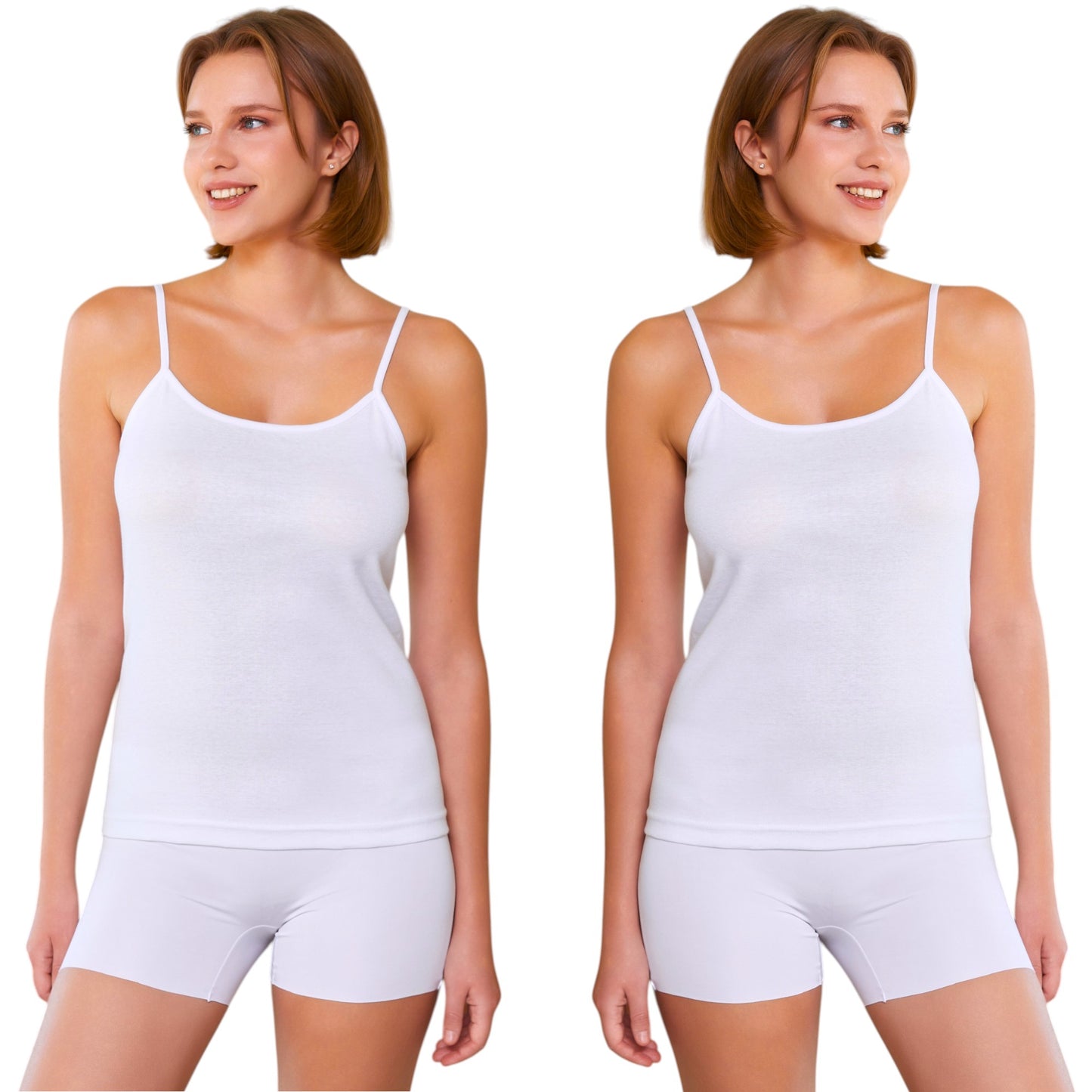 8er Pack Damen Unterhemd Spaghettiträger Feinripp 100% Baumwolle Größe S-3XL