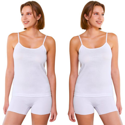8er Pack Damen Unterhemd Spaghettiträger Feinripp 100% Baumwolle Größe S-3XL