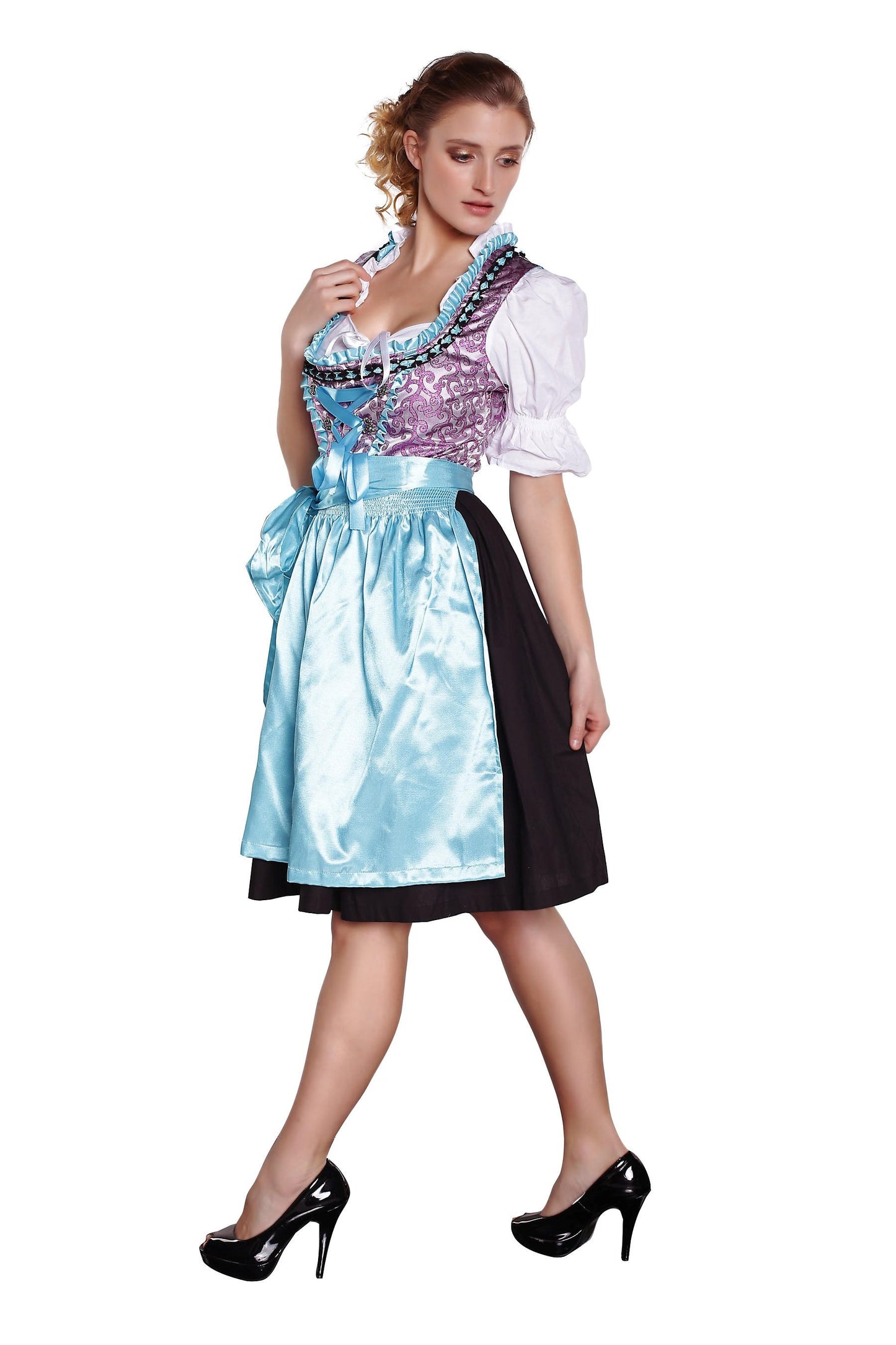 Traditionelles Dirndl mit Bluse und Schürze im klassischen Stil