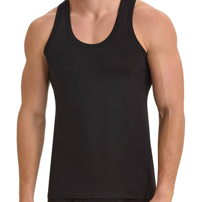 10er Pack Herren Unterhemd Feinripp Tank-Top 100% Baumwolle Premium Qualität Schwarz