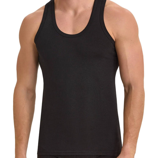 10er Pack Herren Unterhemd Feinripp Tank-Top 100% Baumwolle Premium Qualität Schwarz