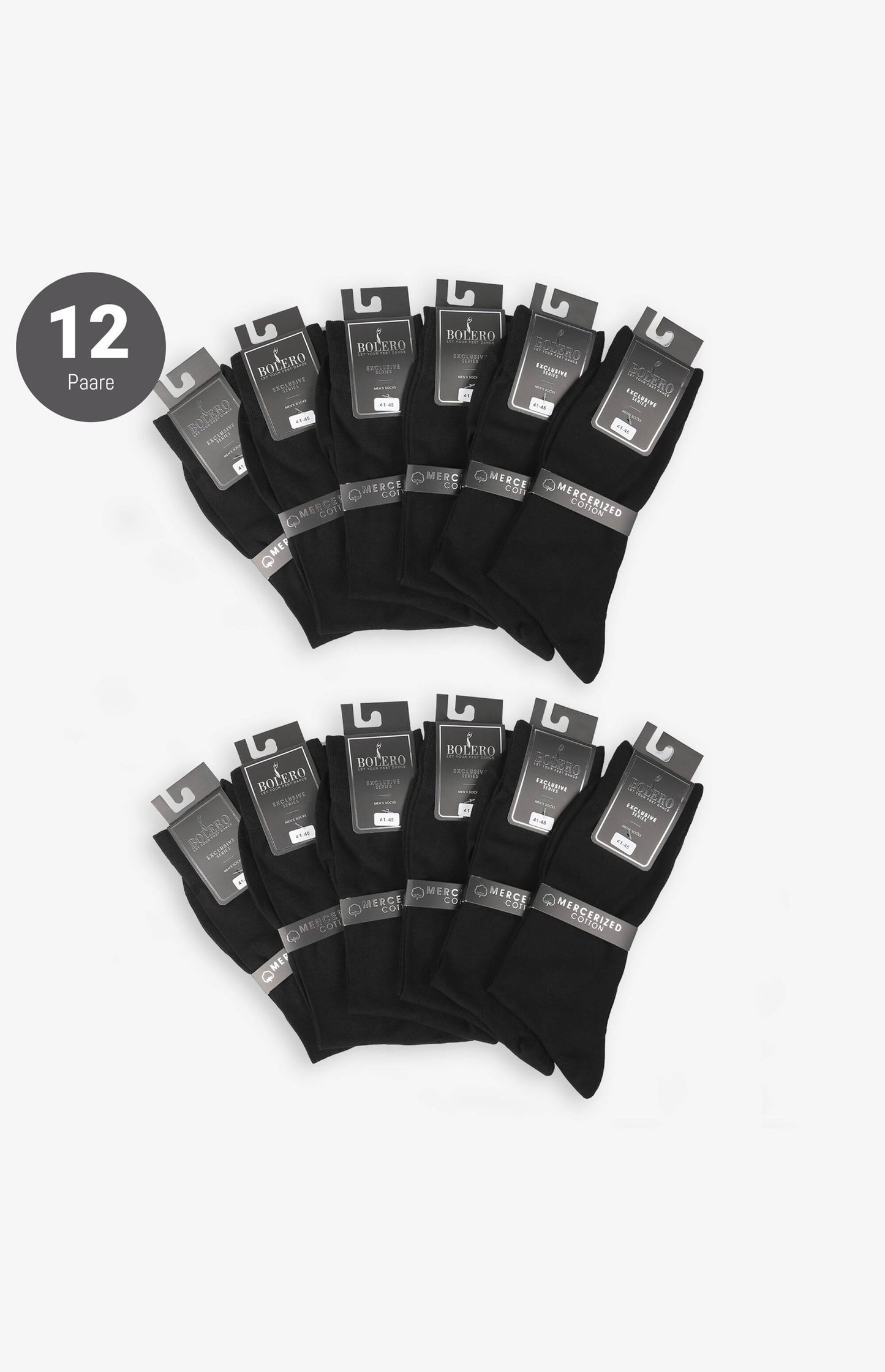 Socken Herren, Baumwollsocken Schwarz Atmungsaktive Herrensocke - 12 Paare