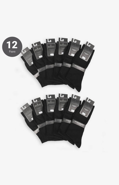 Socken Herren, Baumwollsocken Schwarz Atmungsaktive Herrensocke - 12 Paare
