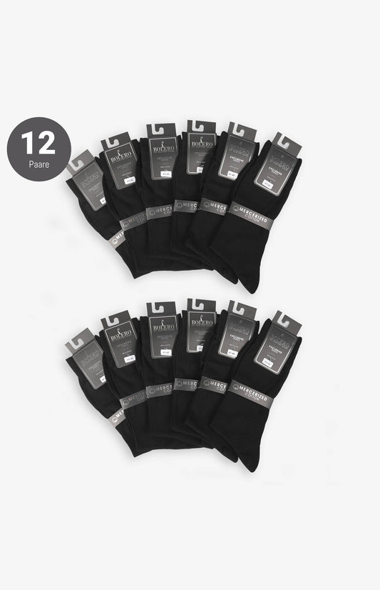 Socken Herren, Baumwollsocken Schwarz Atmungsaktive Herrensocke - 12 Paare